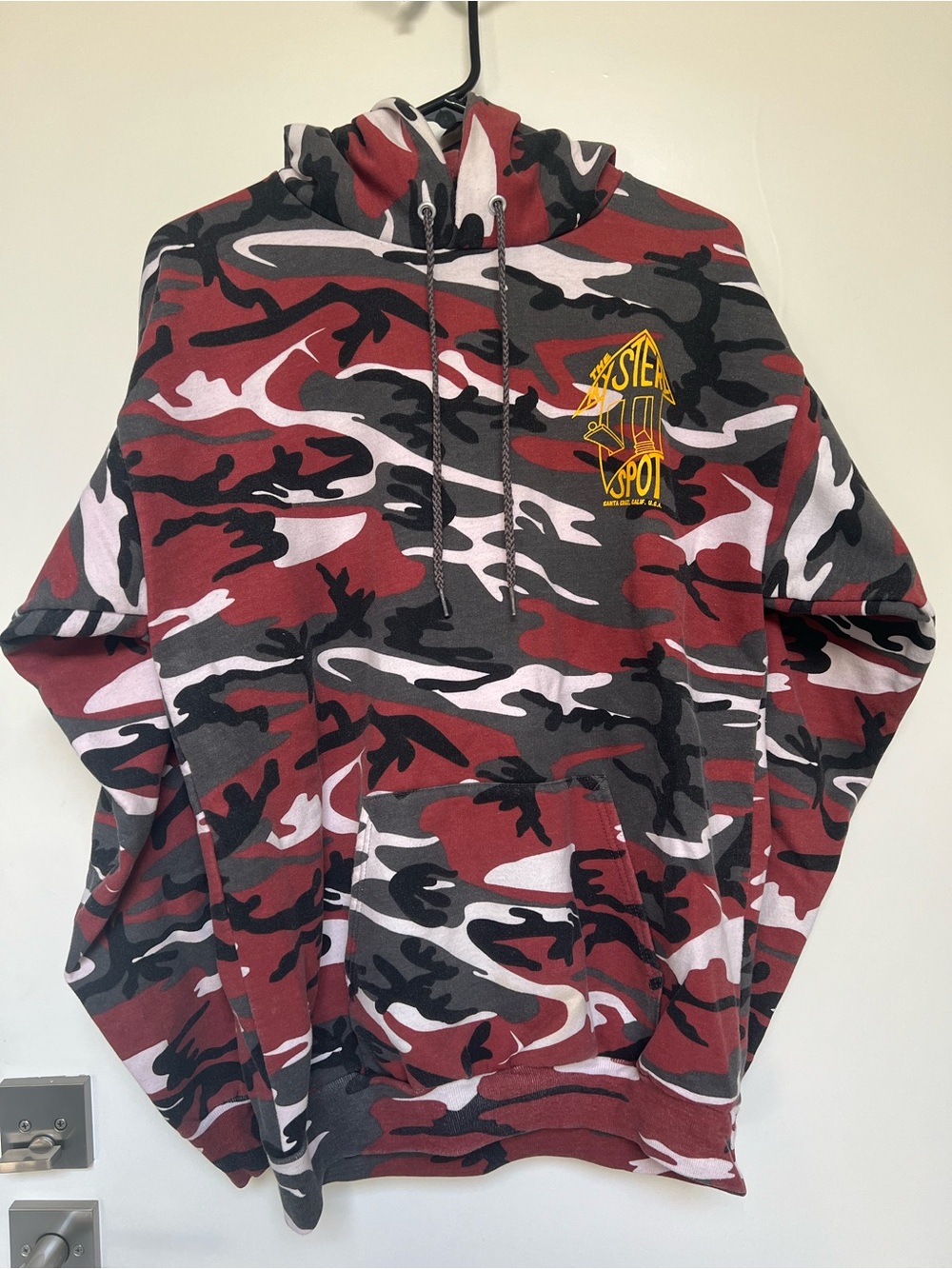 Port and Company Red Black Gray White Camo Crewneck Sweatshirt